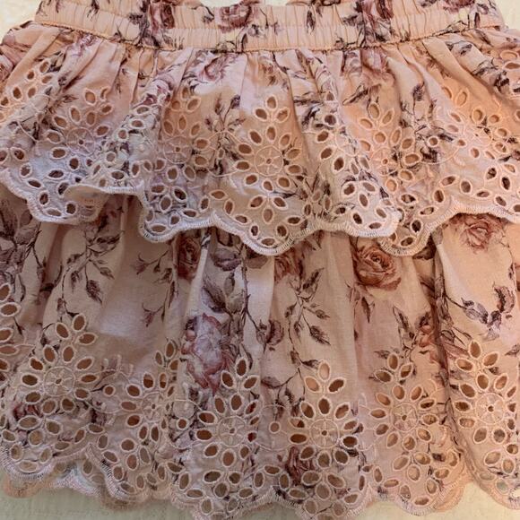 GAP x LoveShackFancy Pink Floral Eyelet Ruffle Skirt (Size 3T) - Picture 2 of 4